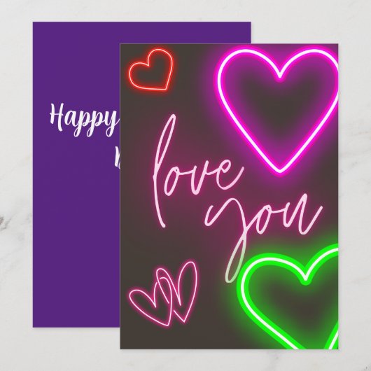 "Hou van je" Neon Sign Valentijnse Kaart (Voorkant / Achterkant)