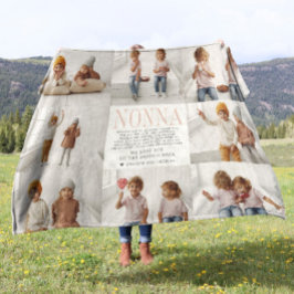 Hou van je Nonna | Aangepaste berichtfotocollage Fleece Deken