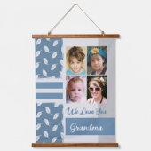 Hou van je oma 4 fotoblad blauw hangend wandkleed (Voorkant)