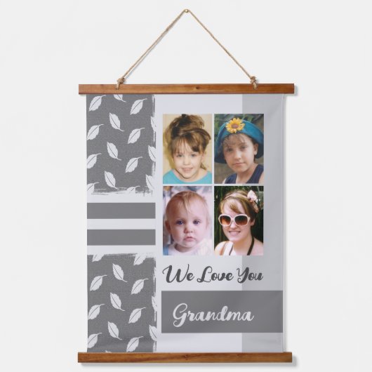Hou van je oma 4 fotoblad grijs hangend wandkleed (Voorkant)