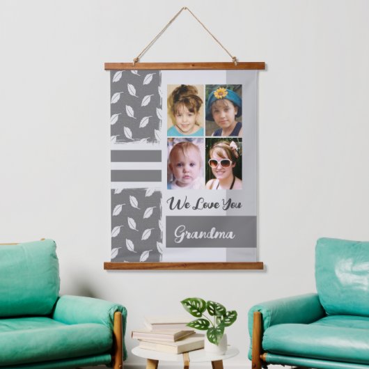 Hou van je oma 4 fotoblad grijs hangend wandkleed (Woonkamer)