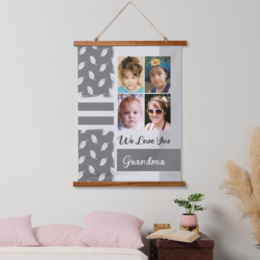 Hou van je oma 4 fotoblad grijs hangend wandkleed (Slaapkamer)