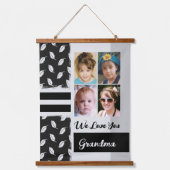 Hou van je oma 4 fotoblad zwart hangend wandkleed (Voorkant)