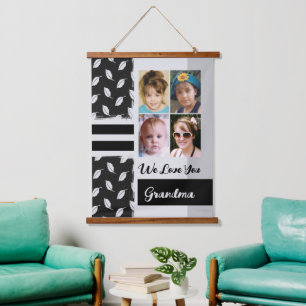 Hou van je oma 4 fotoblad zwart hangend wandkleed