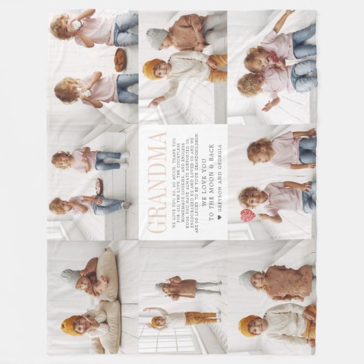 Hou van je oma | Aangepaste berichtfotocollage Fleece Deken (Voorkant)
