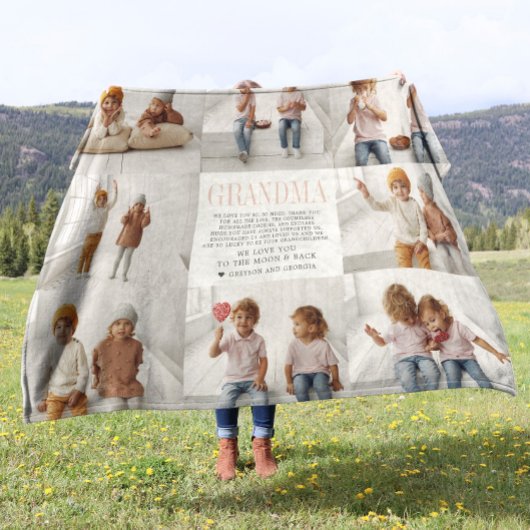 Hou van je oma | Aangepaste berichtfotocollage Fleece Deken