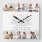 Hou van je oma | Aangepaste berichtfotocollage Vierkante Klok (Voorkant)