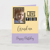 Hou van je oma en voeg foto's toe paarse gele verj kaart (Voorkant)
