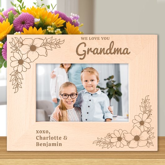 Hou van je Oma Floral Gepersonaliseerd Hout Afbeel Gegraveerde Lijstjes