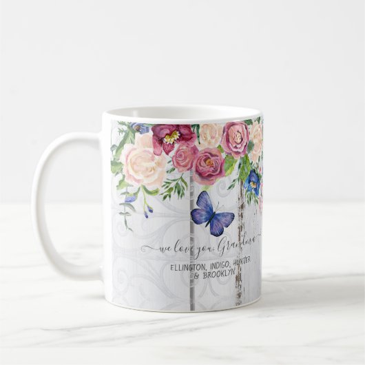 Hou van je oma Floral Rustic Navy Burgundy Peony Koffiemok (Links)