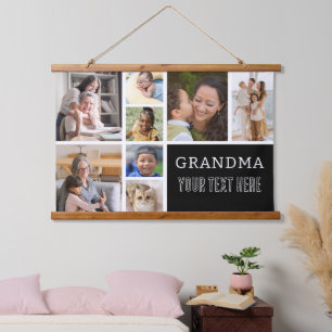 Hou van je oma Foto Collage Handgeschreven tekst Hangend Wandkleed