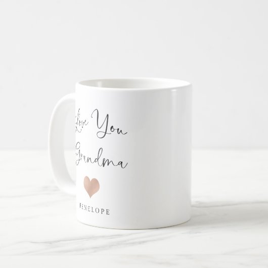 Hou van je oma | Handgeschreven script en hart Koffiemok (Voorkant links)