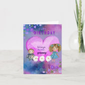 Hou van je, oma  Paarse verjaardag Kaart (Voorkant)