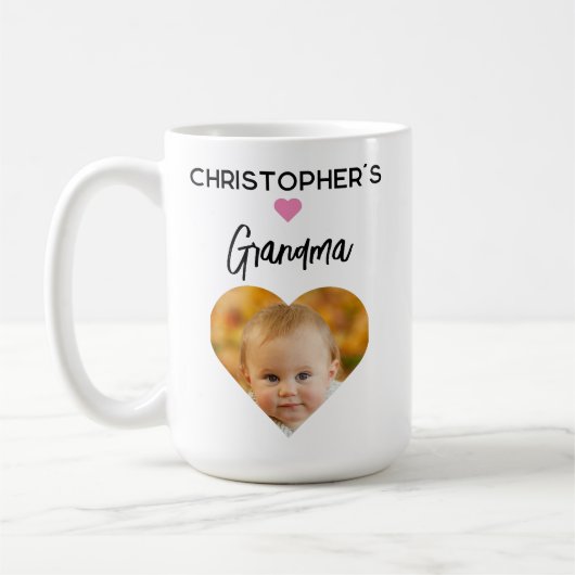 Hou van je oma Pink Cute Heart Foto Koffiemok (Links)