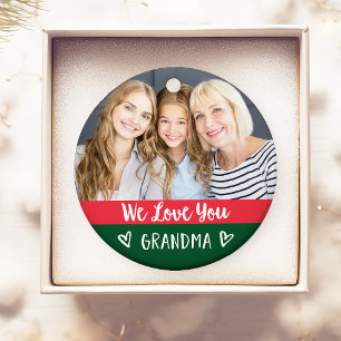 Hou van je oma   Red Green Color Block Two Photo Ornament