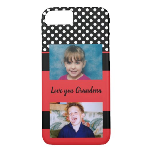 Hou van je Oma rood en zwart met foto's Case-Mate iPhone Case (Achterkant)