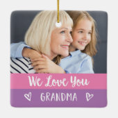 Hou van je oma | Roze kleurenblok Twee foto's Keramisch Ornament (Achterkant)