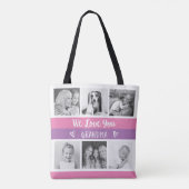 Hou van je oma | Roze kleurenblokfotoraster Tote Bag (Achterkant)