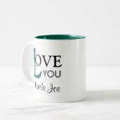 Hou van je oom Aangepaste Naam Tweekleurige Koffiemok (Voorkant links)