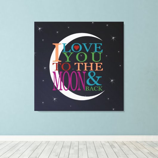 Hou van je op de maan en terug canvas afdruk (Insitu (Houten vloer))