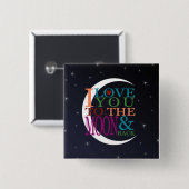 Hou van je op de maan en terug vierkante button 5,1 cm (Voorkant /achterkant)