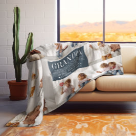 Hou van je opa | Aangepaste berichtfotocollage Fleece Deken