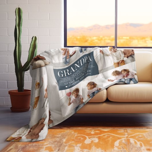 Hou van je opa | Aangepaste berichtfotocollage Fleece Deken