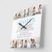 Hou van je opa | Aangepaste berichtfotocollage Vierkante Klok (Hoek)