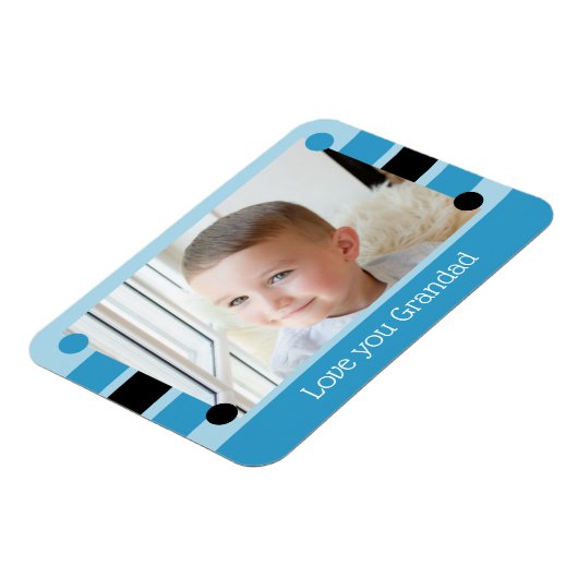 Hou van je opa blauwe en zwarte foto magneet (Linkerzijde)