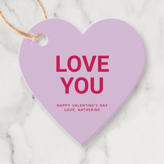 Hou van je paarse hart schattige Valentijnsdag cus Bedankjes Labels (Voorkant)