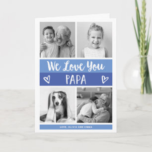 Hou van je Papa   Blue Color Block Photo Grid Kaart
