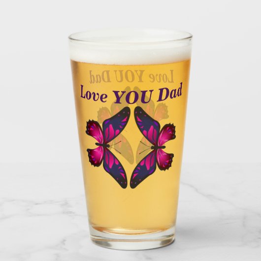 Hou van je papa Butterfly Beer Glass Vaderdag Glas (Voorkant gevuld)