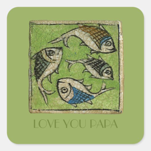 Hou van je Papa Vierkante Sticker (Voorkant)
