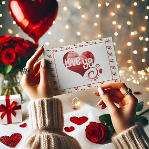 Hou van je romantische rode marmeren hart Valentij Briefkaart