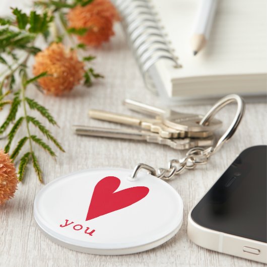 Hou van je | Rood hart Sleutelhanger (Voorkant Rechts)