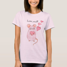Hou van je!! roze muis met hartjes t-shirt