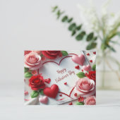 Hou van je Rozen en harten Valentijnsdag Feestdagenkaart (Staand voorkant)
