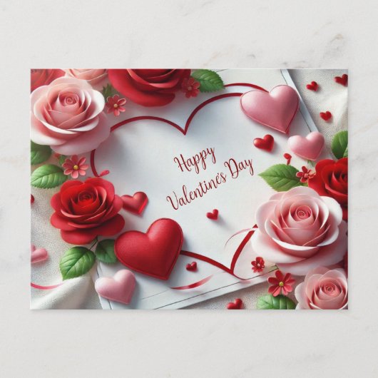 Hou van je Rozen en harten Valentijnsdag Feestdagenkaart (Voorkant)