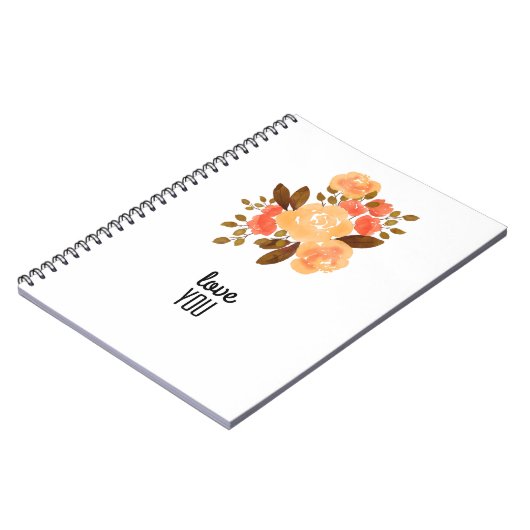 Hou van je  Sinaasappel Rode Bloemen Bloemen Bloem Notitieboek (Linkerzijde)