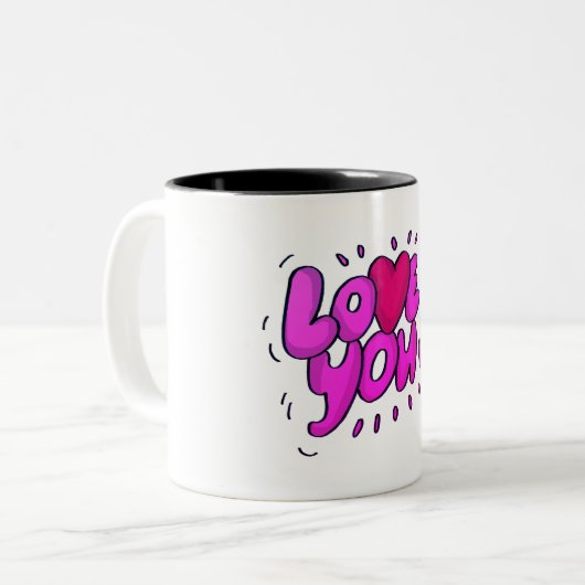 Hou van je tweekleurige koffiemok (Voorkant links)