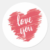 Hou van je typografie in roze ronde sticker (Voorkant)