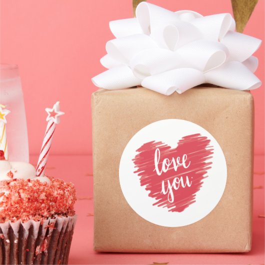 Hou van je typografie in roze ronde sticker (Feest)