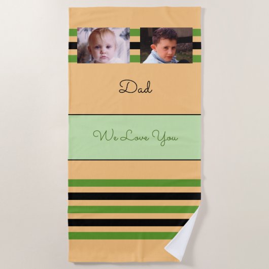 Hou van je vader 2 foto's groen sinaasappel strandlaken (Voorkant)
