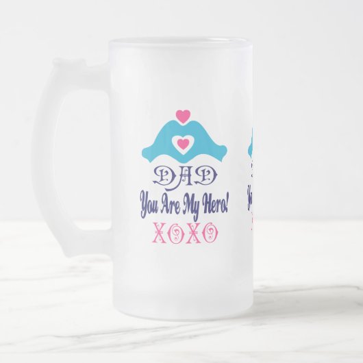🍺 ↷hou van je vader, je bent mijn held Frosted Bi Matglas Bierpul (Links)