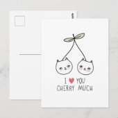 Hou van je Valentijnsdag Cherry Cat Lover Briefkaart (Voorkant / Achterkant)