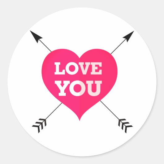 Hou van je Valentijnsdag Ronde Sticker (Voorkant)