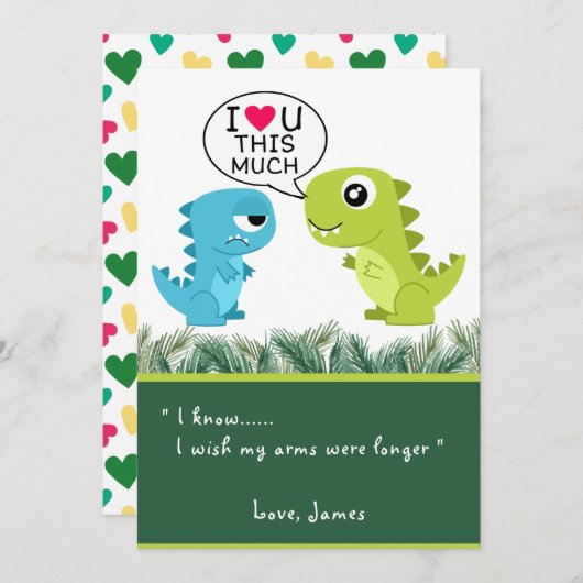 HOU VAN JE, VEEL | Funny T-Rex Valentijnsdag Feestdagenkaart (Voorkant / Achterkant)