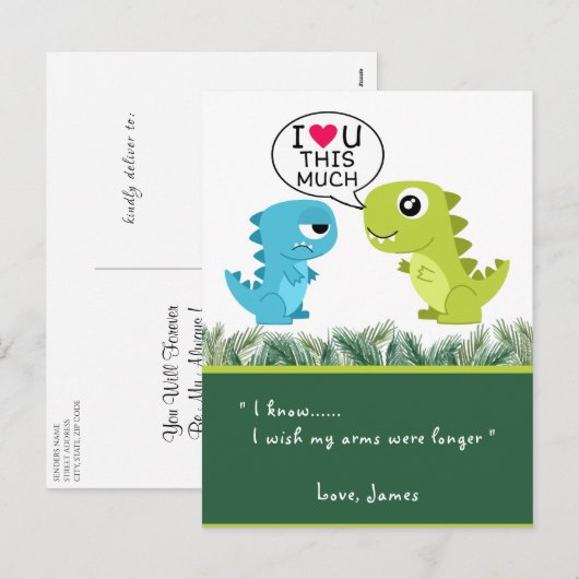 HOU VAN JE, VEEL | Funny T-Rex Valentijnsdag Feestdagenkaart (Voorkant / Achterkant)