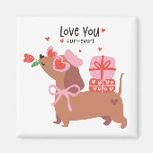 Hou van je vier-ooit Schattigee Franse teckel hond Magneet (Voorkant)