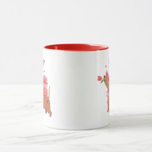 Hou van je vier-ooit Schattigee Franse teckel hond Mok (Midden)